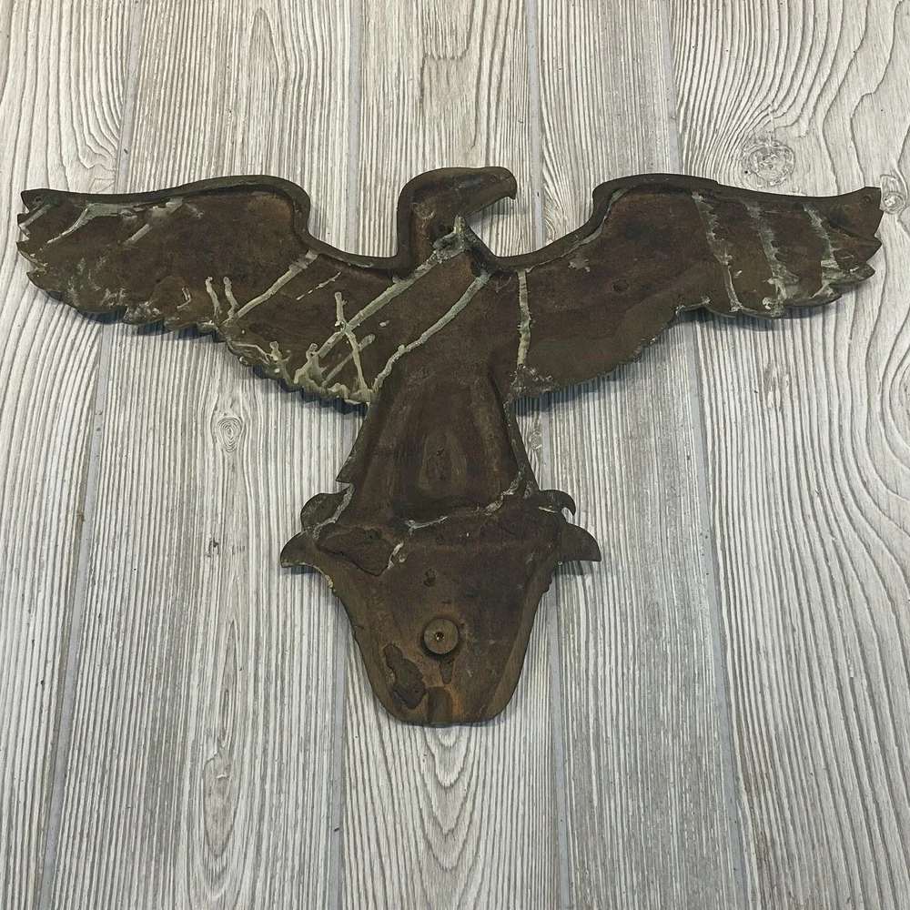 Vintage HEAVY DUTY Brass American Eagle Wall Mount 18